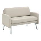 Fauteuil de salon 2 places en similicuir et tissu fumée/anthracite/crème