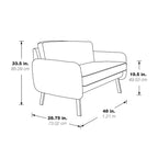Fauteuil de salon 2 places en similicuir et tissu fumée/anthracite/crème