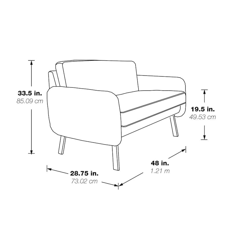 Fauteuil de salon 2 places en similicuir et tissu fumée/anthracite/crème