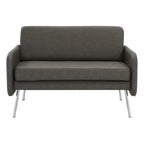Fauteuil de salon 2 places en similicuir et tissu fumée/anthracite/crème