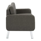 Fauteuil de salon 2 places en similicuir et tissu fumée/anthracite/crème