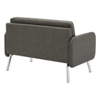 Fauteuil de salon 2 places en similicuir et tissu fumée/anthracite/crème