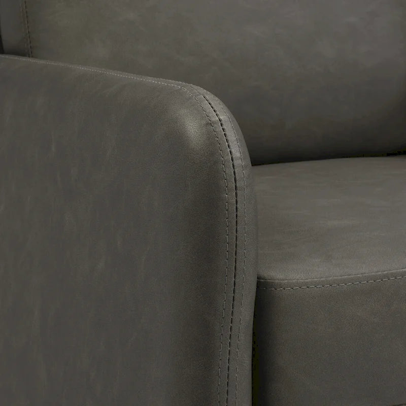 Fauteuil de salon 2 places en similicuir et tissu fumée/anthracite/crème