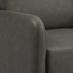 Fauteuil de salon 2 places en similicuir et tissu fumée/anthracite/crème