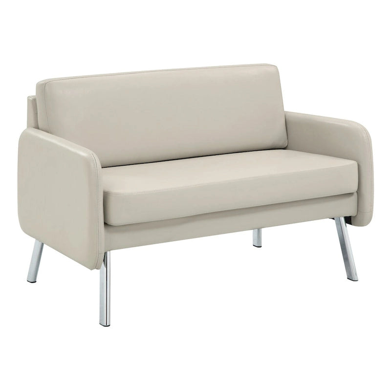 Fauteuil de salon 2 places en similicuir et tissu fumée/anthracite/crème
