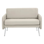 Fauteuil de salon 2 places en similicuir et tissu fumée/anthracite/crème