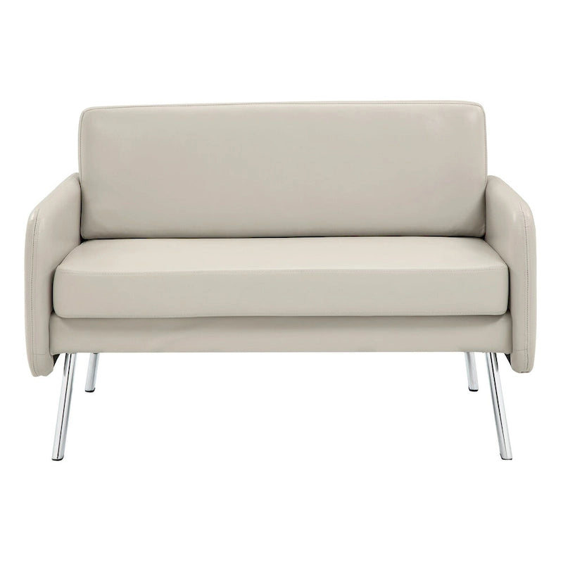 Fauteuil de salon 2 places en similicuir et tissu fumée/anthracite/crème