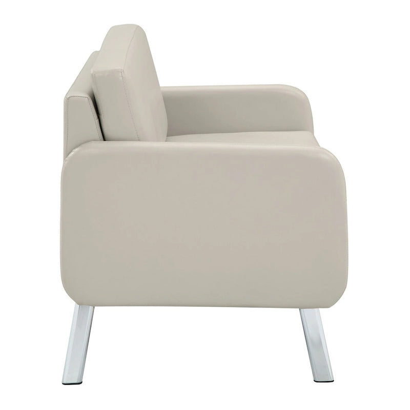 Fauteuil de salon 2 places en similicuir et tissu fumée/anthracite/crème
