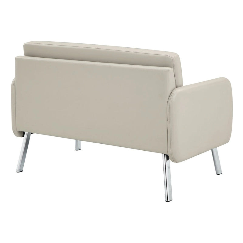 Fauteuil de salon 2 places en similicuir et tissu fumée/anthracite/crème
