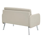 Fauteuil de salon 2 places en similicuir et tissu fumée/anthracite/crème