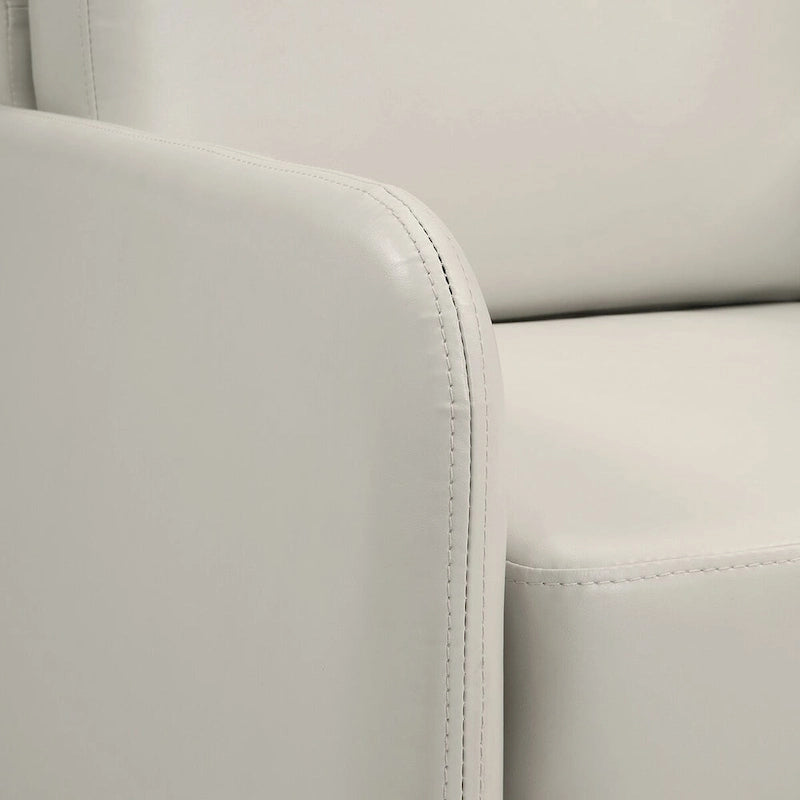 Fauteuil de salon 2 places en similicuir et tissu fumée/anthracite/crème