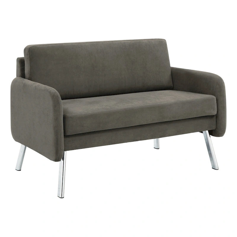 Fauteuil de salon 2 places en similicuir et tissu fumée/anthracite/crème
