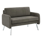 Fauteuil de salon 2 places en similicuir et tissu fumée/anthracite/crème