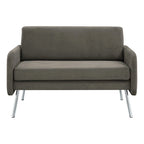 Fauteuil de salon 2 places en similicuir et tissu fumée/anthracite/crème