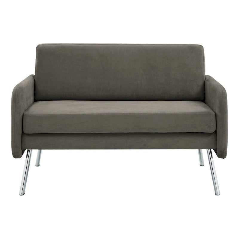 Fauteuil de salon 2 places en similicuir et tissu fumée/anthracite/crème