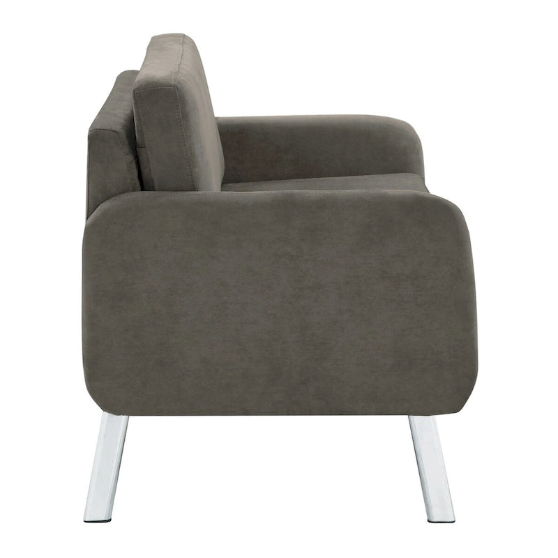 Fauteuil de salon 2 places en similicuir et tissu fumée/anthracite/crème