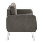 Fauteuil de salon 2 places en similicuir et tissu fumée/anthracite/crème