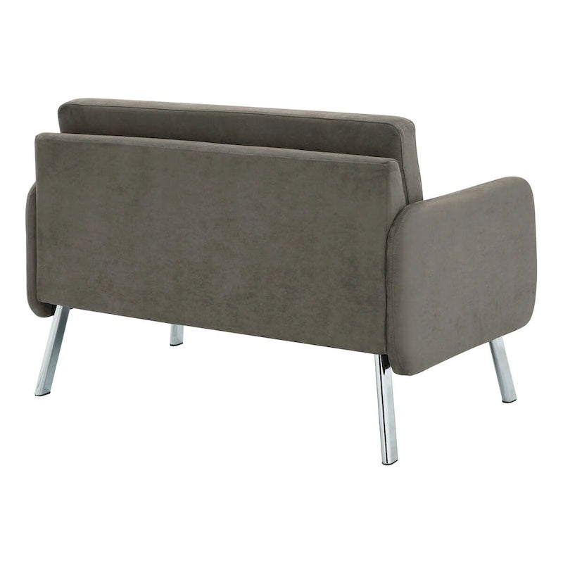 Fauteuil de salon 2 places en similicuir et tissu fumée/anthracite/crème