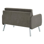 Fauteuil de salon 2 places en similicuir et tissu fumée/anthracite/crème