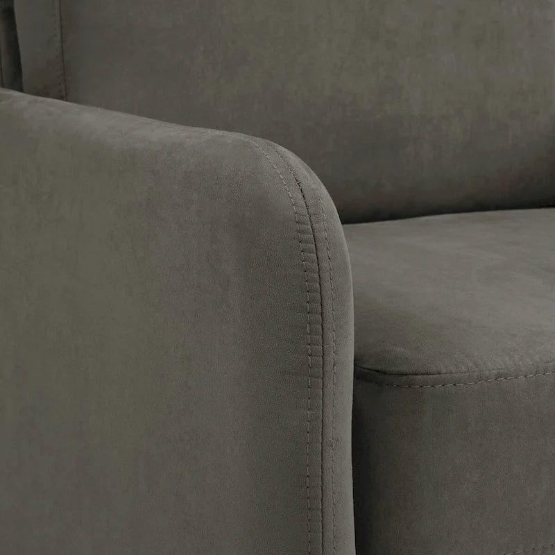 Fauteuil de salon 2 places en similicuir et tissu fumée/anthracite/crème