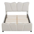 Lit plateforme en velours beige/gris, simple/double, pour 1 personne