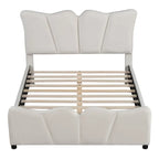 Lit plateforme en velours beige/gris, simple/double, pour 1 personne