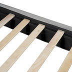 Lit plateforme en velours beige/gris, simple/double, pour 1 personne