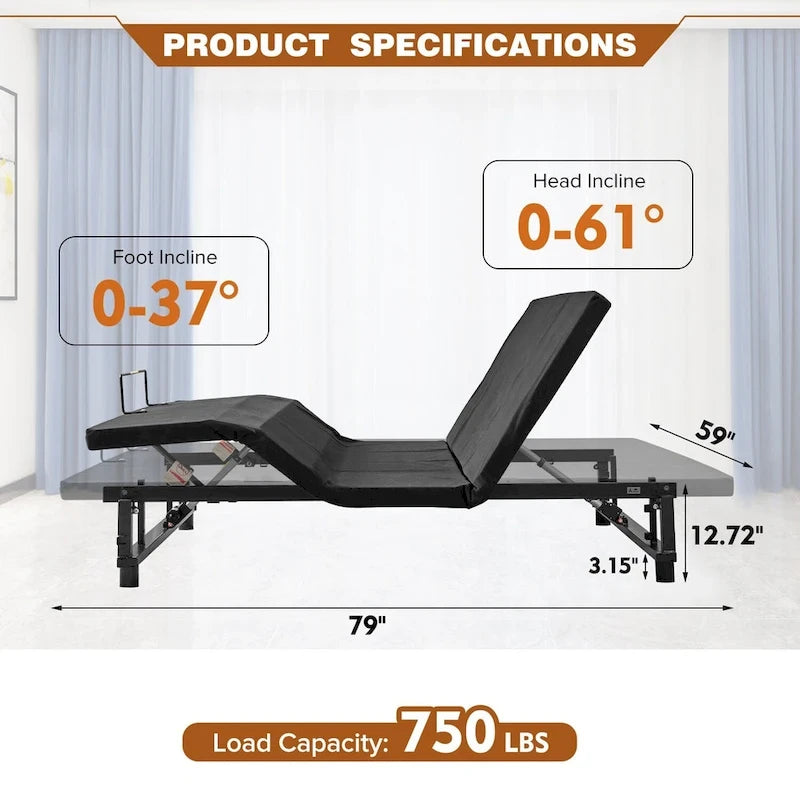 Sommier réglable Antique Black Queen, 2 personnes
